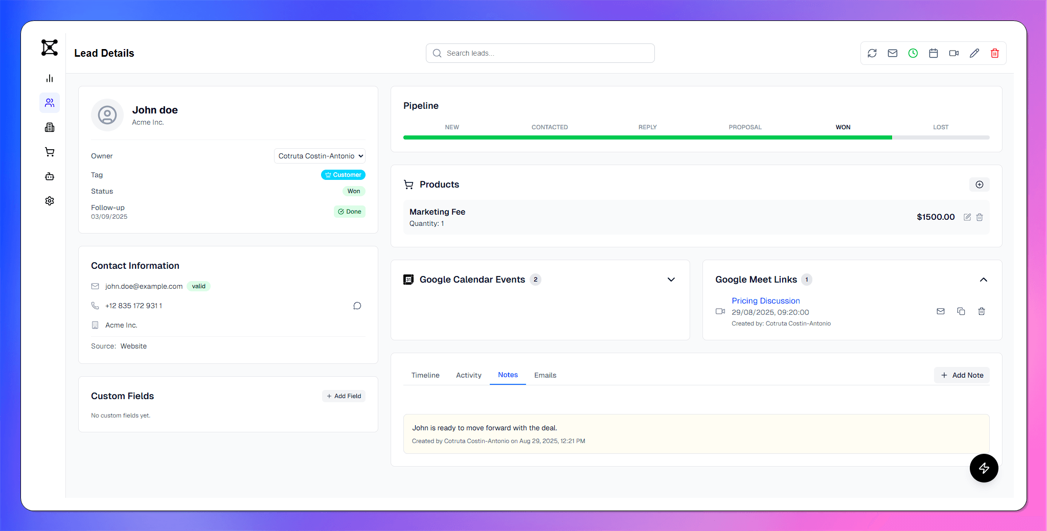 Eazy CRM Dashboard