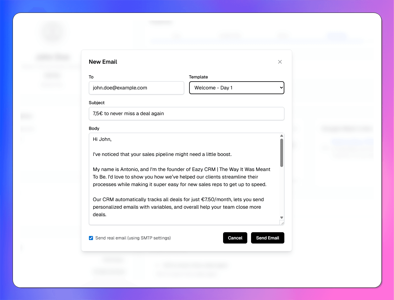 Email composer preview